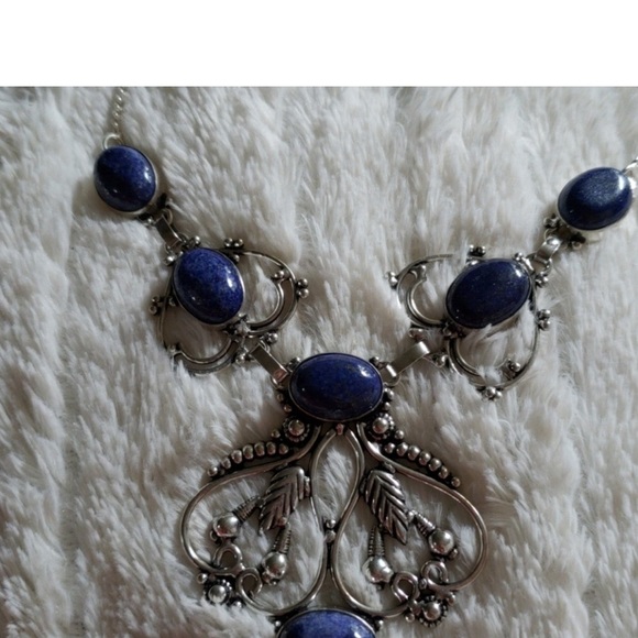 Hand crafted Lápiz Lazuli Necklace earrings set unique - Picture 5 of 6